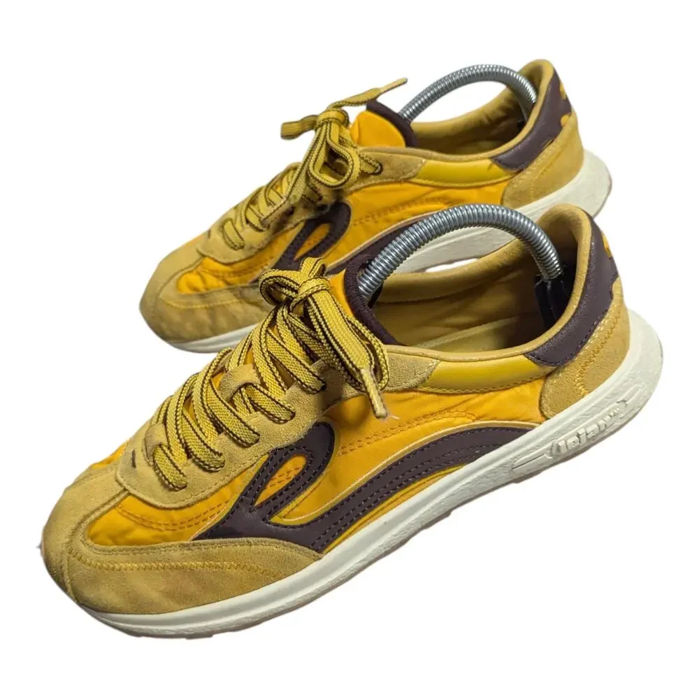 Lejan Melrose Yellow Low Top Lace Up Retro Barefoot Athletic Sneakers Women 8.5